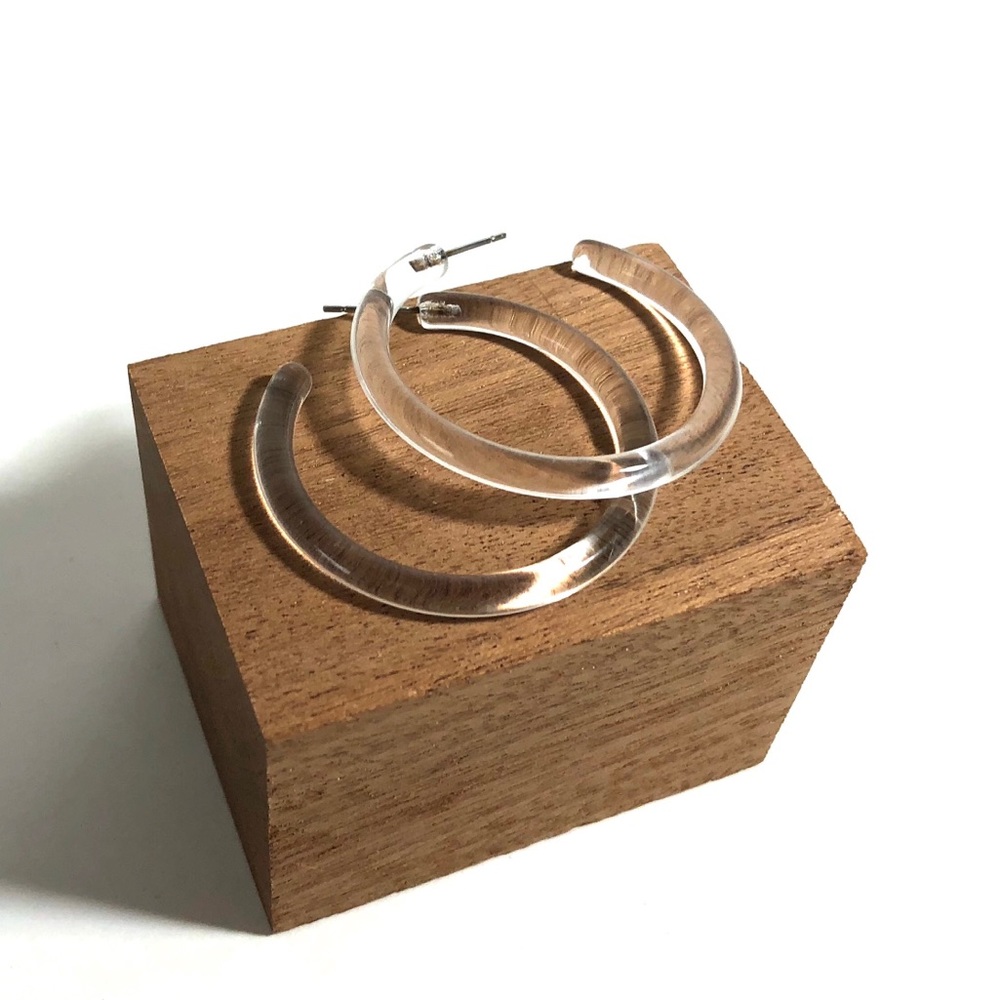 Clear Lucite Large Transparent Tube Hoop Earrings